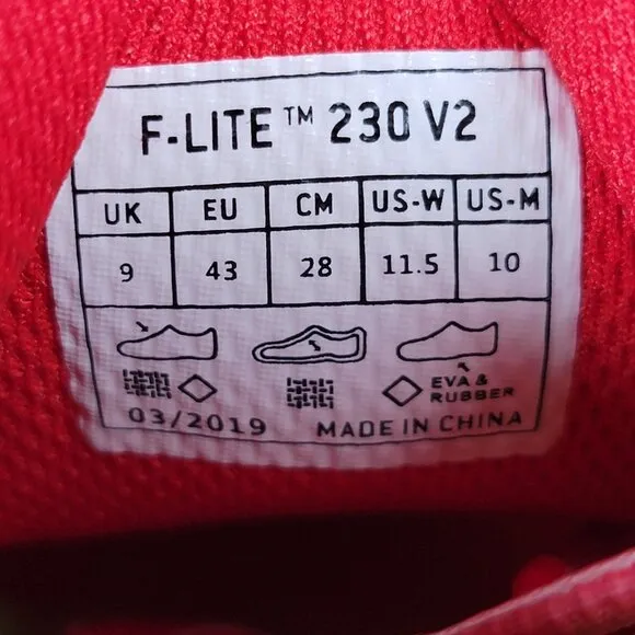 Inov8 F-Lite 230 V2 Shoes Mens Size 10 Red White Athletic Running Sneakers