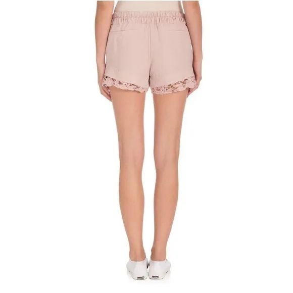 IRO Dainie Crepe High Rise Drawstring Waist Shorts Pale Pink NWT 40 (8)