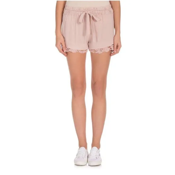 IRO Dainie Crepe High Rise Drawstring Waist Shorts Pale Pink NWT 40 (8)