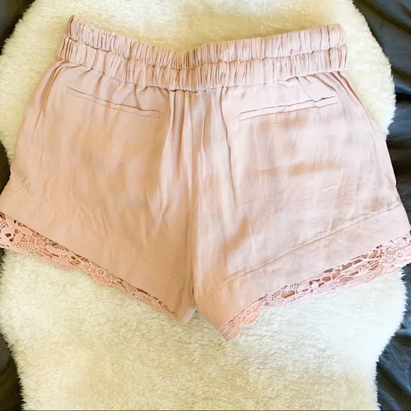 IRO Dainie Crepe High Rise Drawstring Waist Shorts Pale Pink NWT 40 (8)