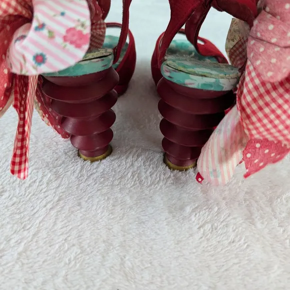 Irregular Choice Red Multicolor Big Bows Heels Size 6.5