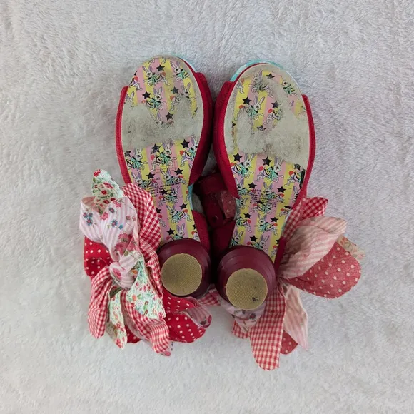 Irregular Choice Red Multicolor Big Bows Heels Size 6.5