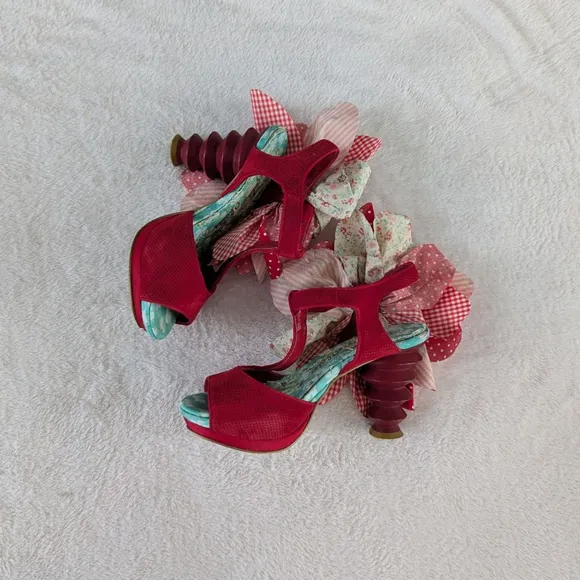 Irregular Choice Red Multicolor Big Bows Heels Size 6.5