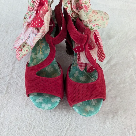Irregular Choice Red Multicolor Big Bows Heels Size 6.5