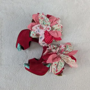 Irregular Choice Red Multicolor Big Bows Heels Size 6.5