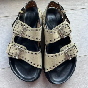 ISABEL MARANT OPHIE Beige Double Buckle Sandals