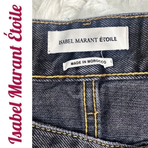 ISABEL MARANT Ètoile Clancy High Waist Cropped Staggered Hem Black Jean, Sz 10