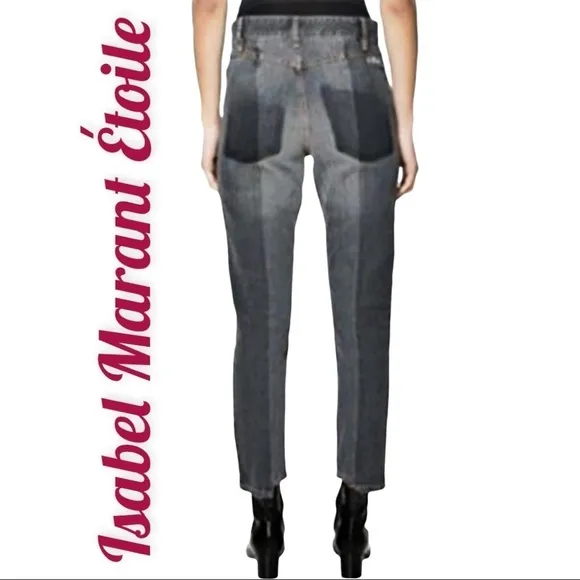 ISABEL MARANT Ètoile Clancy High Waist Cropped Staggered Hem Black Jean, Sz 10