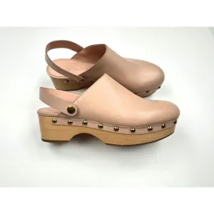 J Crew Convertible Leather Clog Women‎ 7 EUC Comfort Leather Beige Pink Sandals
