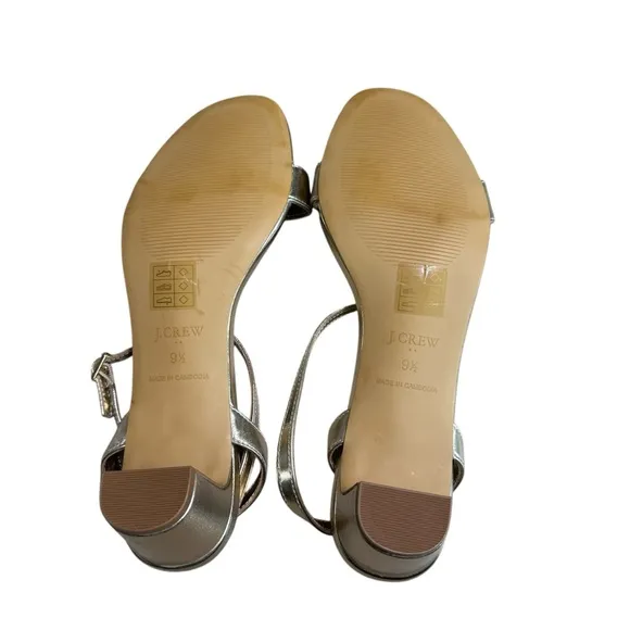 J. Crew - Gold Strappy Low Heels Sz 9.5