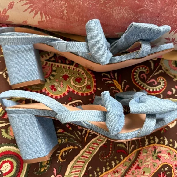 J Crew Lucie Bow Slingback Sandals in Denim Twill