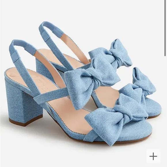 J Crew Lucie Bow Slingback Sandals in Denim Twill