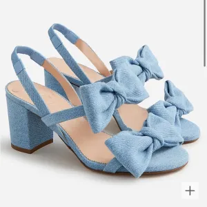 J Crew Lucie Bow Slingback Sandals in Denim Twill