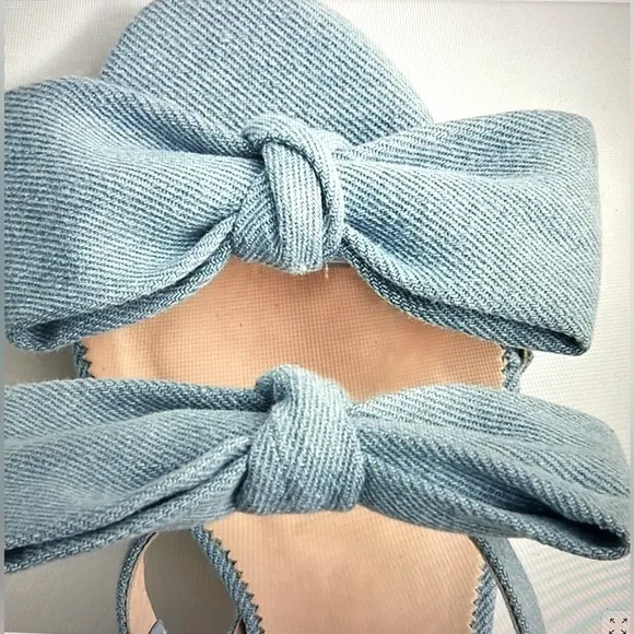 J Crew Lucie Bow Slingback Sandals in Denim Twill