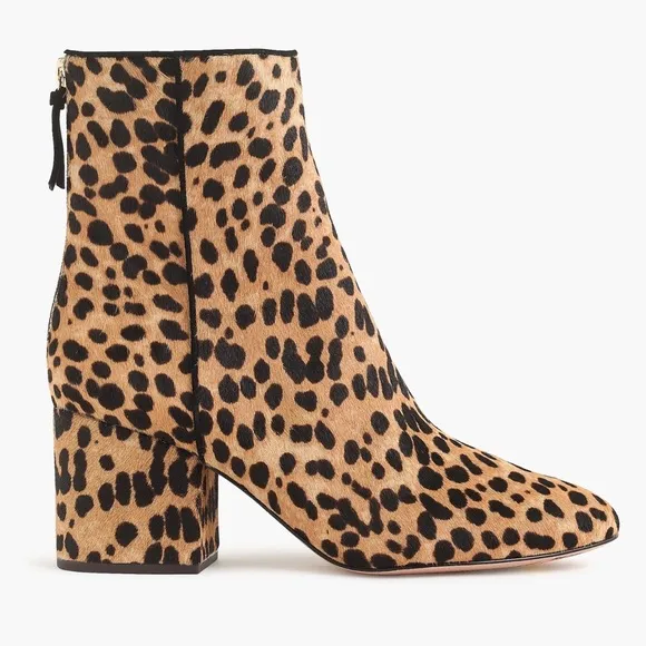 🆕{J. Crew} Sadie Leopard Calf-Hair Ankle Boots