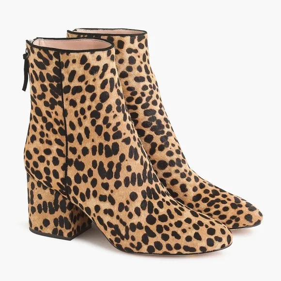 🆕{J. Crew} Sadie Leopard Calf-Hair Ankle Boots