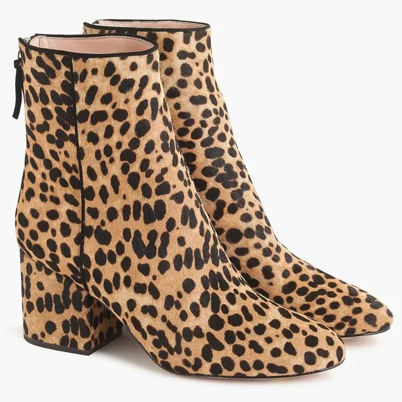 🆕{J. Crew} Sadie Leopard Calf-Hair Ankle Boots