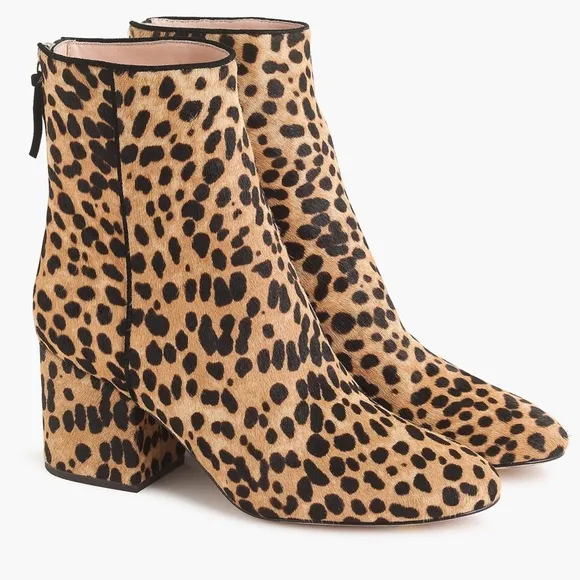 🆕{J. Crew} Sadie Leopard Calf-Hair Ankle Boots
