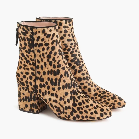 🆕{J. Crew} Sadie Leopard Calf-Hair Ankle Boots