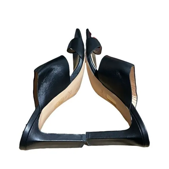 J Crew Shoes Womens 10 Black Leather Ava toe-ring High Heels Abstract Open BP319