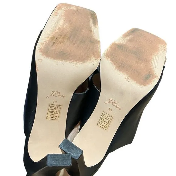 J Crew Shoes Womens 10 Black Leather Ava toe-ring High Heels Abstract Open BP319