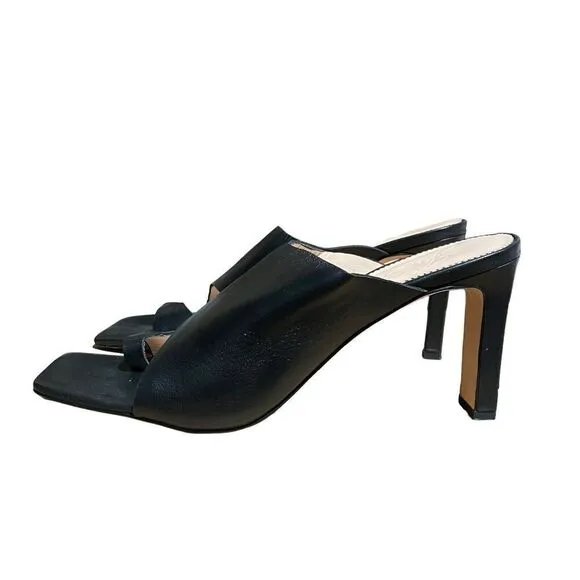 J Crew Shoes Womens 10 Black Leather Ava toe-ring High Heels Abstract Open BP319