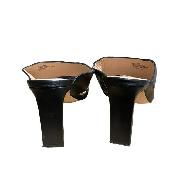 J Crew Shoes Womens 10 Black Leather Ava toe-ring High Heels Abstract Open BP319