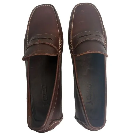 J‎ Crew Thompson Leather Driving Shoes Men's Size 9M Brown Penny Loafer