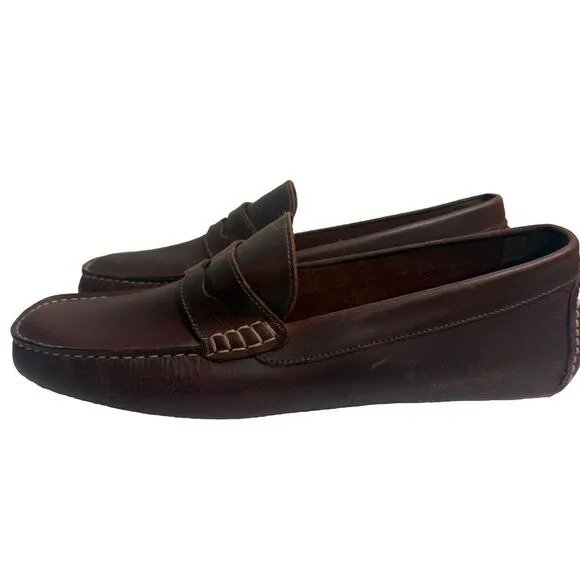 J‎ Crew Thompson Leather Driving Shoes Men's Size 9M Brown Penny Loafer