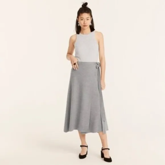 J. Crew Two-tone merino wool wrap skirt