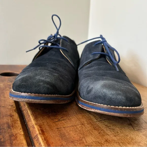 J. Shoes dark blue suede oxford shoes men's sz 10.5 preworn