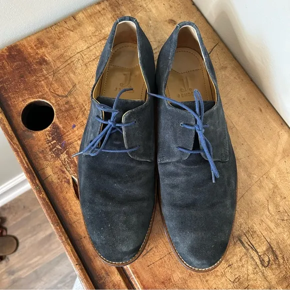 J. Shoes dark blue suede oxford shoes men's sz 10.5 preworn