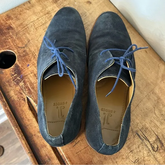 J. Shoes dark blue suede oxford shoes men's sz 10.5 preworn