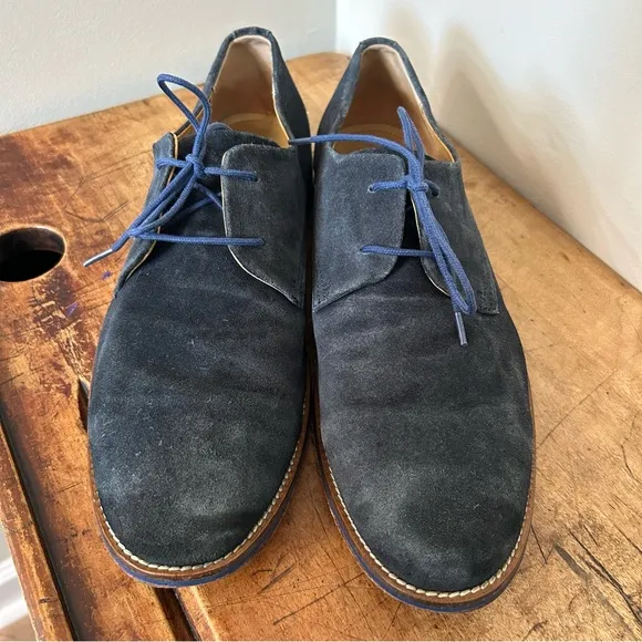 J. Shoes dark blue suede oxford shoes men's sz 10.5 preworn