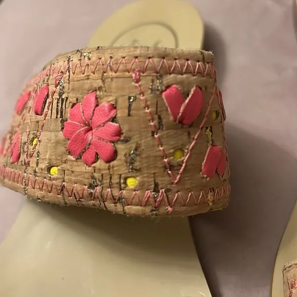 Jack Rogers  embroidered double-strap flat sandals/slide sz 6M