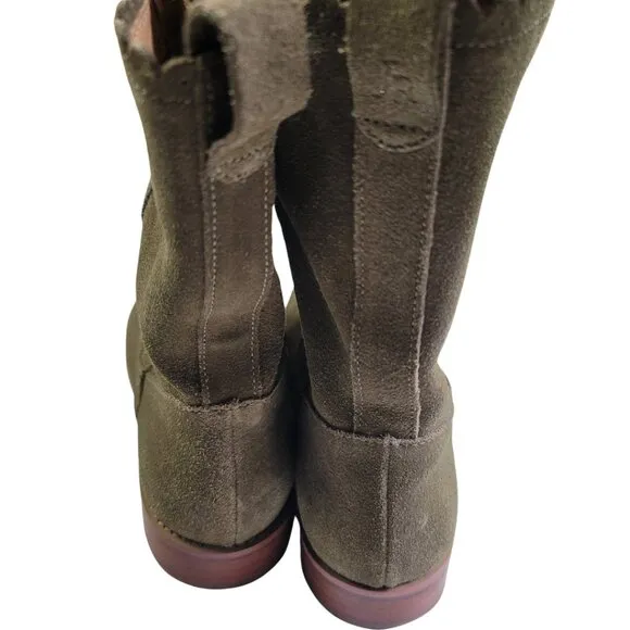 Jack Rogers Scalloped Edge Carly Boot-Olive Suede