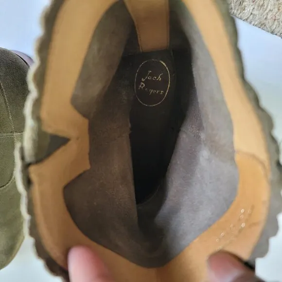 Jack Rogers Scalloped Edge Carly Boot-Olive Suede