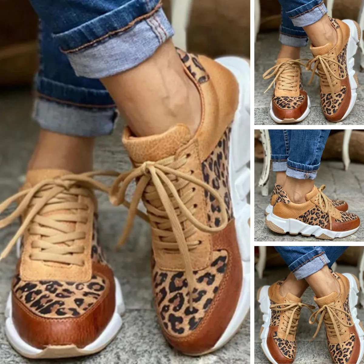 Janeth® | Casual leopard sneakers with chunky soles