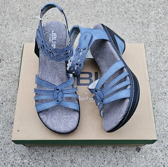 Jbu leather memory foam Cushioned sandals women's 9
