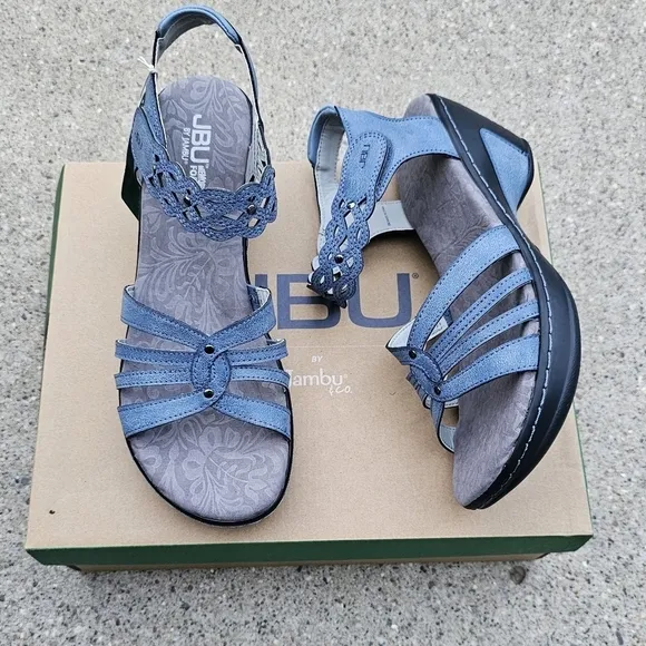 Jbu leather memory foam Cushioned sandals women's 9