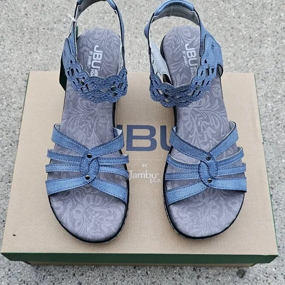 Jbu leather memory foam Cushioned sandals women's 9