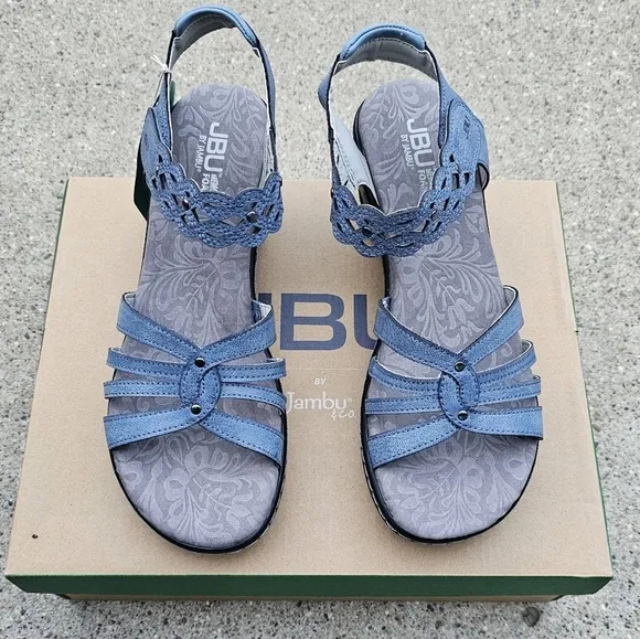 Jbu leather memory foam Cushioned sandals women's 9