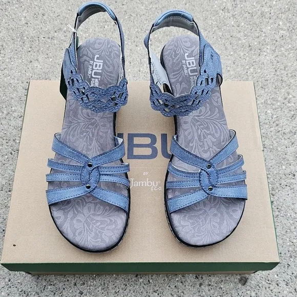 Jbu leather memory foam Cushioned sandals women's 9