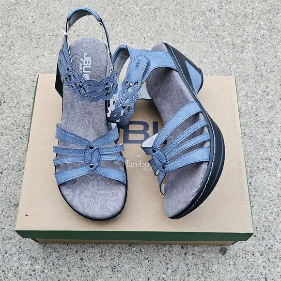Jbu leather memory foam Cushioned sandals women's 9