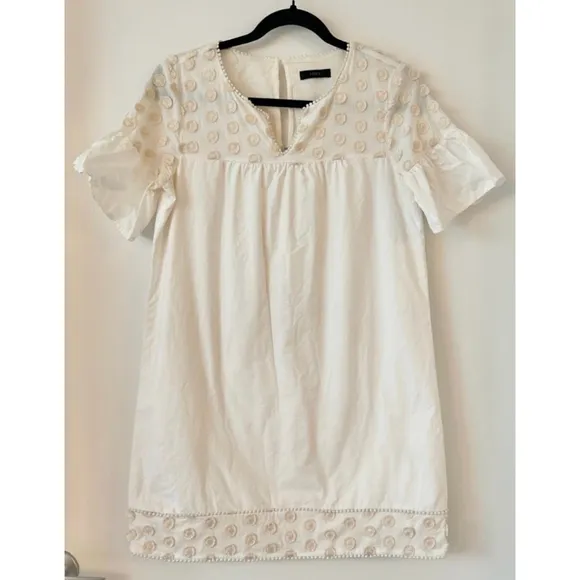 J.Crew Cream Bell Sleeve Fringe Dot Sheath Dress – Size 0
