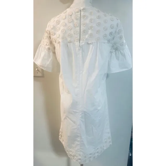 J.Crew Cream Bell Sleeve Fringe Dot Sheath Dress – Size 0