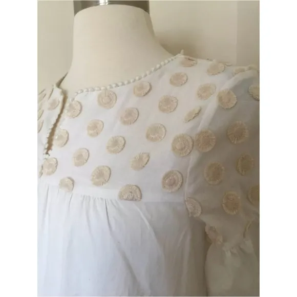 J.Crew Cream Bell Sleeve Fringe Dot Sheath Dress – Size 0