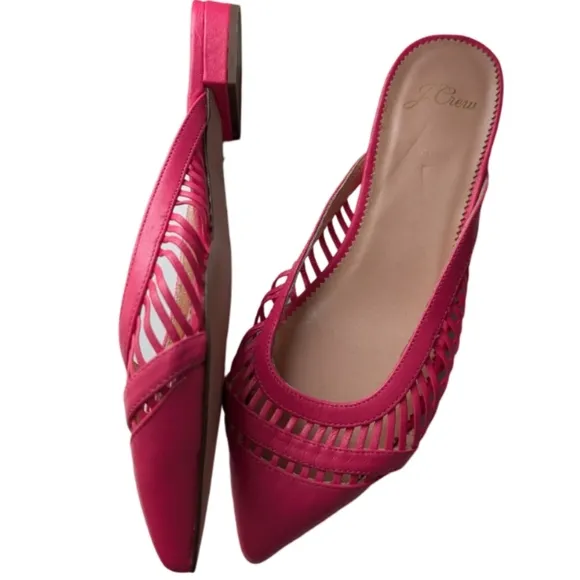 J.Crew Gwen Mule Pink Azalea Pointed Toe Flats Size 6.5