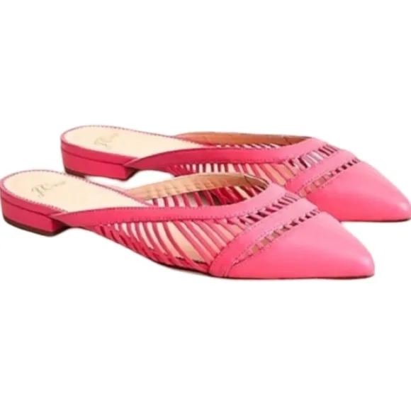 J.Crew Gwen Mule Pink Azalea Pointed Toe Flats Size 6.5
