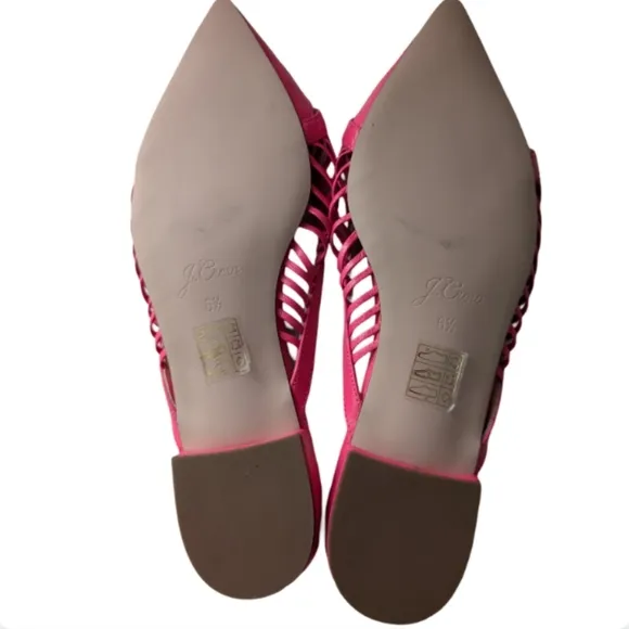 J.Crew Gwen Mule Pink Azalea Pointed Toe Flats Size 6.5